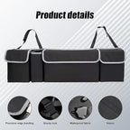 Car Trunk Organizer and Storage, Backseat Hanging Trunk Organizers and Storage, Waterproof Collapsible Cargo Large Bag with 4 Pockets, Car Interior Accessories for SUV, Truck (Black)