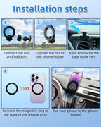 PZK Car Phone Holder for Toyota Tacoma 2016 2017 2018-2022 2023 Accessories Custom Air Vent Compatible with Magsafe Car Phone Mount Hands Free 360° Rotation Cell Phone Automobile Cradles