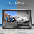 Wireless Backup Camera Solar Magnetic for RV Car Trailer Truck Camper 5th Wheels Hitch Towing No Wiring No Drilling Rechargeable Night Vision Portable Backup Camera with 5" 1080P HD 2-Split Monitor