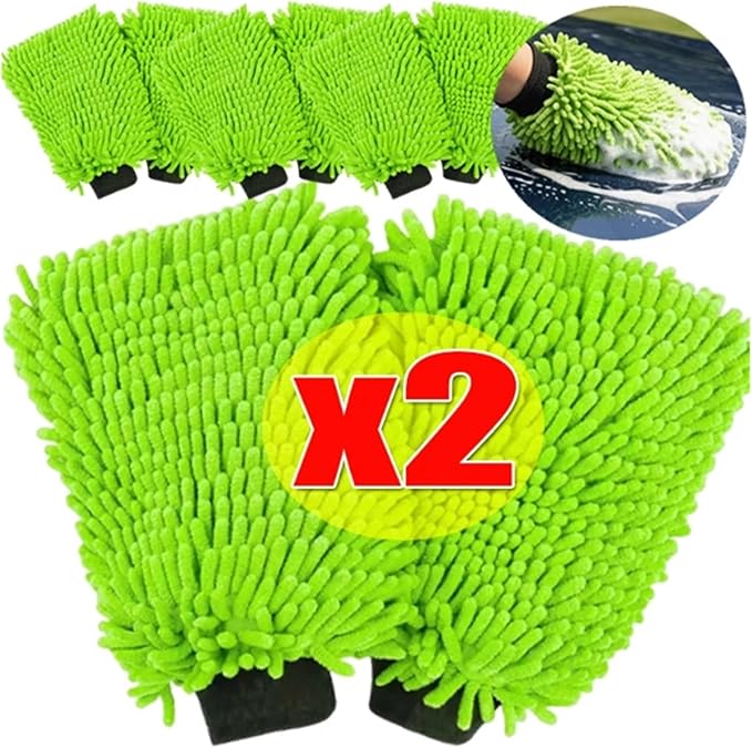Microfiber Car Wash Gloves - Super Soft Scratch-Free Wash Mitts for Detailing and Cleaning (1/2PCS)(1pc Green)