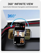 BASENOR Phone Mount for 2025 2026 Tesla Model Y Juniper/Model 3 Highland, Dashboard Phone Holder Does Not Block View [No Adhesive][Dual Arms][360° Adjustable] Tesla Accessories Fit All Smartphone