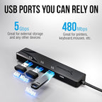 SABRENT USB C Hub, USB C to HDMI 4K@60Hz, Type C Hub Multiport Adapter, 100W Power Delivery, Compatible with MacBook, Laptop (HB-TC5P)