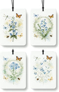 Blue Floral Butterfly Car Air Freshener 4 Pcs Coconut Scented, Cute Car Accessories Mirror Decor for Women, Cottagecore Flower Aesthetic Hanging Air Freshener for Cars Closet Drawer Books