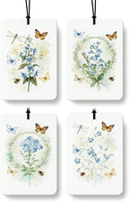 Blue Floral Butterfly Car Air Freshener 4 Pcs Coconut Scented, Cute Car Accessories Mirror Decor for Women, Cottagecore Flower Aesthetic Hanging Air Freshener for Cars Closet Drawer Books