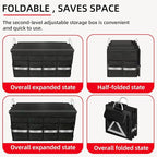 Trunk Organizer Wiith Lid For SUV, Truck, Car Trunk Organizer, Large, Black, 4-Compartments With Handle