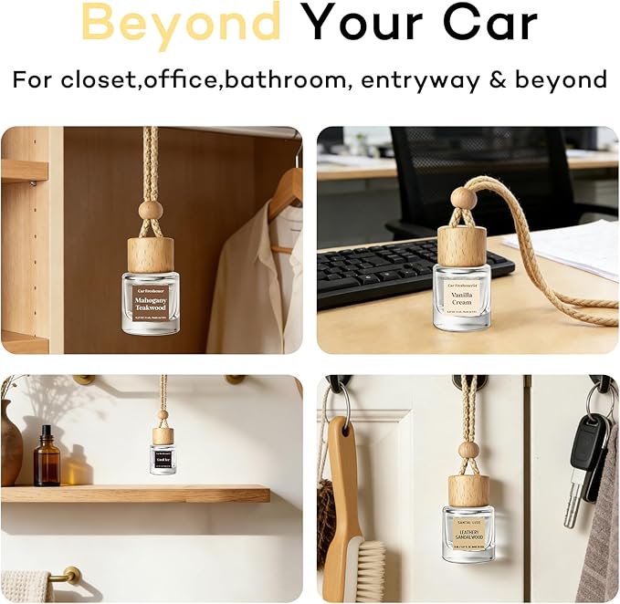 C Classy Hanging Car Air Freshener 2 Pack, Voleano Lava Essential Oil Diffuser, Long-Lasting Fragrance, Cute Glass Bottle Car Accessories for Women & Men, Made in USA