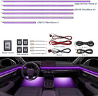 Acrylic Car LED Ambient Light, Fiber Optic Interior Light Strip, 24 Million Types, Ambient Light KKT that Swings with The Melody of Music (RGB Color 10 in 1)