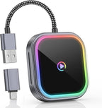Wireless CarPlay Adapter & Android Auto Dongle, Dual Mode Wired to Wireless Converter, 5.8GHz Fast WiFi, One-Touch Smart Button, Auto-Connect, Plug & Play for Car Stereo