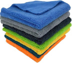 Zacapa 10-Pack Edgeless Microfiber Towels 16x16 in 300 GSM Premium Short Pile/Scratch-Free Car Detailing Towels, Lint-Free Cleaning Cloths/Yellow & Black