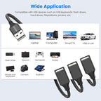 MOGOOD USB 3-Port Expander, 1 Male to 3 Female Extension Cord, Braided & Durable – Fast Data Transfer & Charging Split for Laptop, Car, Keyboard, Mouse, Flash Drive, LED Strip