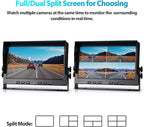 Fookoo Ⅱ 10" 1080P Wired Backup Camera System Kit,10" HD Quad Split Screen Monitor with Recording IP69 Waterproof Rear View Side View Camera Parking Lines for Truck/Semi-Trailer/Box Truck/RV(DY104)