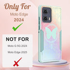 for Moto Edge 2024 Case - Compatible with MagSafe Women Girls Cute Magnetic Protective Phone Cover Girly Kawaii Pretty Butterfly Heavy Duty Shockproof Design for Motorola Moto Edge 2024 Cases