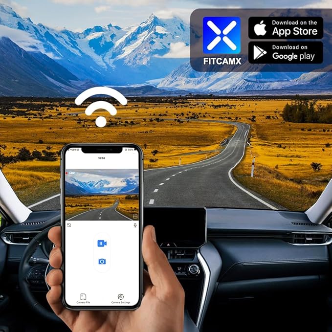 Fitcamx 4K Dash Cam Adapts for Toyota Venza 2021-2024 LE XLE Limited Nightshade Edition, Integrated OEM Look, UHD 2160P Video, Built-in WiFi & APP, Loop Recording, G-Sensor, Plug & Play, 64GB Card