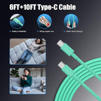 Essri Type C Charger Fast Charging for Samsung Galaxy S25/S24/S23/S22/Note 20,4Pack 25W Super USB C Fast Charger Block with (6ft+10ft) x2 Cables for iPhone 15/16 Pro Max/Plus, Android Phones - Green