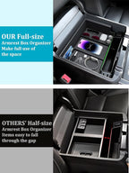 Sinvanho 2PCS Center Console Organizer Compatible with Chevy Silverado/GMC Sierra 2014-2018 1500/2500/3500HD Armrest Box Storage Tray, Truck Accessories, Full Console w/Bucket Seats Only