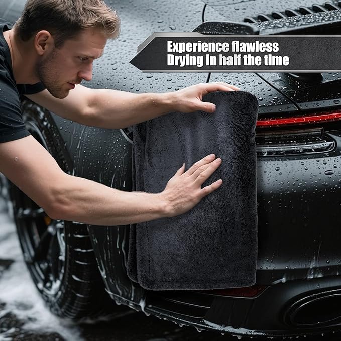 24"x36" Car Drying Towel, 1400GSM Microfiber Towel for Cars, Twisted-Loop Drying Towel Car Detailing, Double Sided Super Absorbent, No Water Spots, Label-Free Design Car Towel