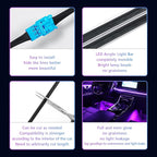 Car-Ambient-Lighting-Kit,RGB 18 in 1 256 LED with Wireless APP DIY Modes Acrylic Interior Car LED Strip Light