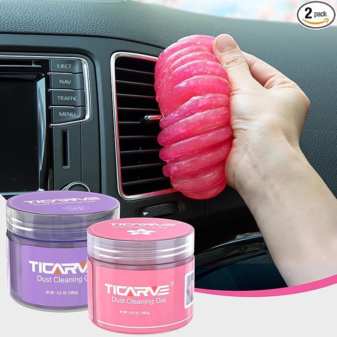 TICARVE 2 Pack Cleaning Gel Car Cleaning Putty Car Slime for Cleaning Car Detailing Gel Car Interior Cleaner Car Accessories Keyboard Cleaner Rose Purple (320g/11.2oz)