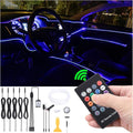 Car Ambient Lighting Optic Fiber 8 Colors Music Sound Active with RF Remote Control Car Decorative Atmosphere Lighting Kit DC 12V 1W 6m