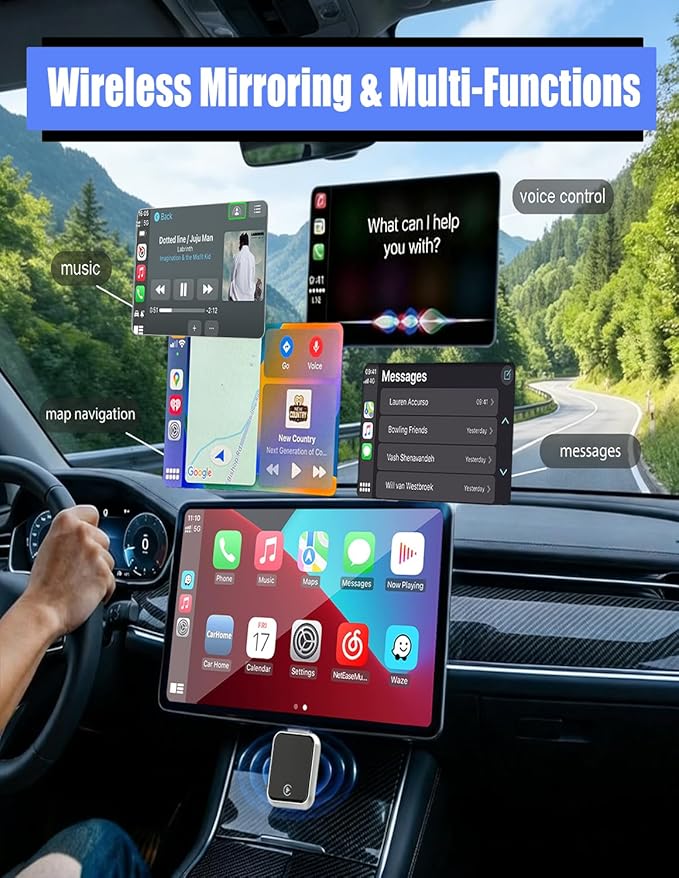 2026 Upgraded USB Wireless CarPlay Adapter for iPhone, Bluetooth 5.8 and Wi-Fi 6, Automatic & Zero-Delay Connection, Android auto Carplay Wireless Adapter for Android and iOS Systems. (Dark Gray)