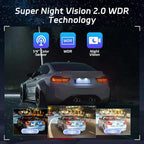 3 Channel Dash Cam Front and Rear, 1080P Dual Dashcam with 4 IR LEDs - 2 inch IPS Screen Front and Inside Dash Cam with G-Sensor, Wide Angle, Night Vision with 64GB Card Included