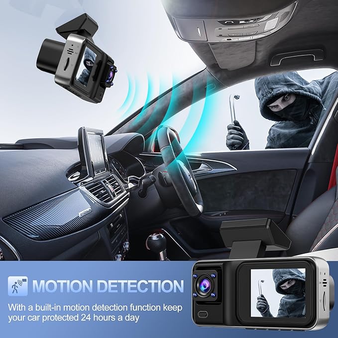 3 Channel 4K Dash Cam with 5GHz WiFi & APP Control, 4K+1080P+1440P Dash Cam Front and Rear Inside with 64GB Card, Dash Camera for Cars with Night Vision, Loop Recording, G-Sensor, 24H Parking Mode