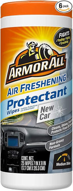 Armor All Car Interior Cleaner Protectant Wipes - Cleaning for Cars & Truck & Motorcycle, New Car, 25 Count (Pack of 6), 78533-6PK