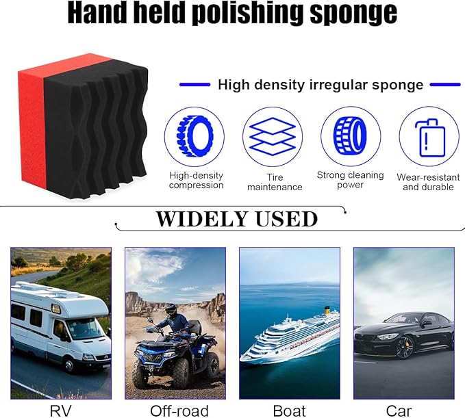 3PCS Car Tire Dressing Applicator Pads, Wavy Contoured Large Automotive Shine Polishing Sponge Wax Mats, Vehicle Wheel Buffing Waxing Foam Pads, Universal for SUV, Truck, RV