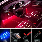 Hovano Car Interior LED Lights, APP Control with Car Charger, RGB Color Change with Music Sync & DIY Mode, 12V 2 Lines Design for Under Dash Running Board Truck