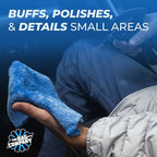 The Rag Company - The Eaglet 500 - Professional Korean 70/30 Blend; Super Plush Microfiber Detailing Towels; Perfect for Wheels, Mirrors, and More; 500GSM; 8inx8in, Blue (10-Pack)