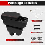 Car Armrest Storage Box Compatible with Nissan Almera Versa 2012-2019 Double Layer with 6 Ports and Cup Holder Car Interior Accessories Red Thread