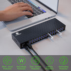 USB 3 0 Hub - 16 Ports Powered USB Hub - Desktop USB Expander Hub - up to 5Gbps High-Speed USB Splitter for Multiple Devices - Aluminum Alloy Multiple USB Hub w/AC Adapter for Laptop Phone Tablet PC