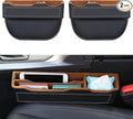2-Pack Black Obsidian Car Seat Gap Filler - Premium Leather Wrapped Wood Organizer with Flocked Finish Universal Fit for Car SUV Truck Anti-Drop Console Side Storage Interior Accessories