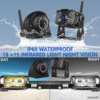 Wireless Backup Camera for RV Truck Trailer Camper Bus 5th Wheel 3 Rear/Side View Cameras 1080P 4-Split 7" Screen with Adapter for Furrion Pre-Wired Night Vision IP69 Waterproof 170° Wide View Angle