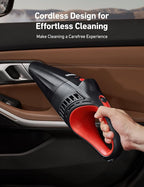 AstroAI V2 Mini Portable Cordless Handheld Car Vacuum Cleaner, 6000mAh & 12V DC, LED Light, Brush, Extended Nozzle, Hose, Portable Handheld Vacuum for Car, Home, Office & Pet Cleaning, Red