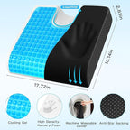 TranquilMoments U-Shaped Gel Memory Foam Seat Cushion, Wheelchair Cushion with Cooling Gel, Ergonomic Coccyx Cushion for Office Chair & Car,Relieve Tailbone Pain, Sciatica, Back Pain, Non-Slip Bottom