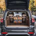 Foldable Auto Hanging Seat Back Storage Bohemian Mandala Floral Blossom Car Organization Women Trunk Hanging Storage Bag