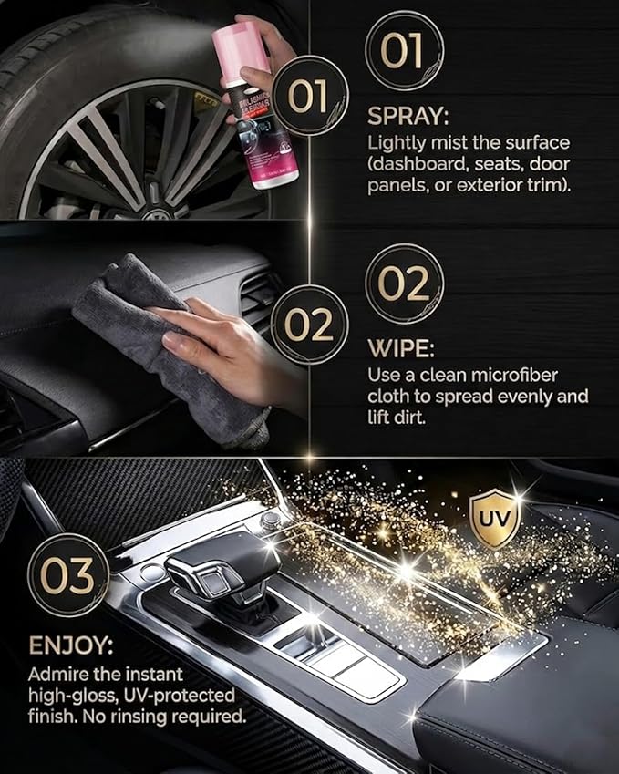 Car Interior Detailer & Protectant, 3-in-1 Car Interior Cleans, Restores & Blocks 99% of UV Rays | Non-Greasy Anti-Static Shield Repels Dust | Factory Shine for Leather, Plastic & Vinyl (3 Pack)