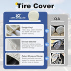 Explore Land Tire Covers 4 Pack - Tough Wheel Protector for Truck, SUV, Trailer, Camper, RV Universal Fits Tire Diameters 32-34.75 inches, White