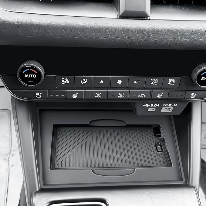 BIBIBO 2026 Outback Center Console Organizer for 2026 Subaru Outback(Premium,Limited,Touring,Wilderness,Limited XT,Touring XT) Insert Silicone Wireless Charging Mat