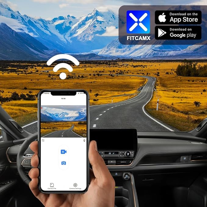 Fitcamx 4K Dash Cam Suitable for Toyota Grand Highlander 2024-2026 & Hybrid (HD2-0E130), Integrated OEM Look, UHD 2160P Video, Built-in WiFi & APP, Loop Recording, G-Sensor, Plug & Play, 64GB Card