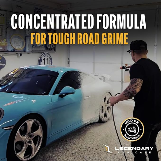 Legendary Thick Suds Wash & Wax 16oz - Foaming Car Wash Soap with Carnauba Wax - PH Neutral Foam Cannon Soap for Added Shine & Water Beading