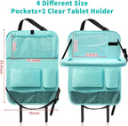 Car Backseat Organizer with Tray, Seat Back Table Holder with 6 Storage Pockets, Car Seat Back Protectors Kick Mats Travel Accessories, 1 Pc Blue