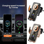 Chirsfairy 66W Fast Car Wireless Charger, 2024 New 66w Car Navigation Support Frame, Super Fast Charge Car Phone Holder, Automatic Clamping Induction Car Mobile Holder, Charging Phone Holder(Gold)