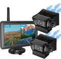 EWAY 2 Magnetic Wireless Backup Cameras HD1080P w/ 5" Split Screen Monitor Portable No Wiring Trailer Hitch IR Night Vision Rear View Camera for Truck Pickup RV Camper 5th Wheel Boat Horse Trailer