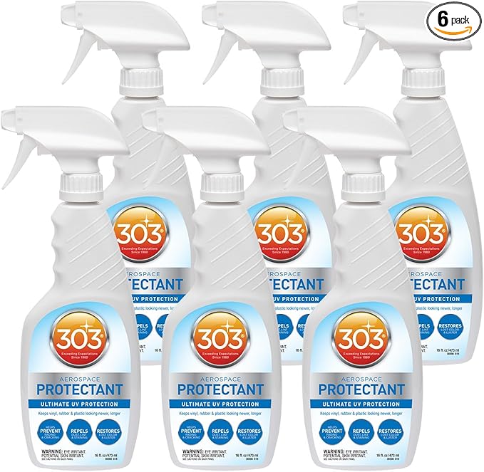 303 Products Aerospace Protectant Spray, UV Protection, Repels Dust, Dirt, & Staining, Matte Finish, Restores Like-New Appearance, Outdoor Cleaning Supplies 16 Fl. Oz. (6 Pack)