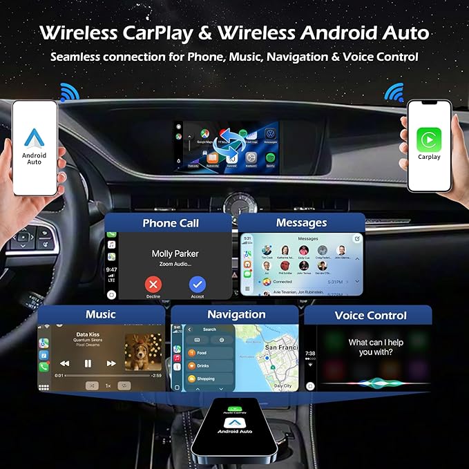 Wireless CarPlay Android Auto Decoder Retrofit Kits Compatible with Lexus ES200 ES250 ES260 ES300 ES350 for Knob Controller from 2015-2020, Supprot Navigation, Mirror Link, Back-up Camera