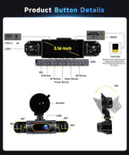 4 Channel 360° Dash Cam Front and Rear Inside Left Right, 3.16 Inch FHD 1080P IPS Dashcam Supports Night Vision, Loop Recording, 24/7 Recording Parking Mode Monitor, Reverse View