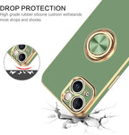 VENINGO Compatible with iPhone 14 Case, Slim Fit Soft 360° Ring Holder Kickstand Magnetic Car Mount Supported Easy Clean Shockproof Protective Cover for iPhone 14 6.1" 2022,Matcha Green