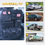 Universal Tactical Car Seat Back Organizer Bag Tactical Molle Vehicle Organizers Panel Vehicle Protector Organizers with 5 Detachable Pouches for Car Truck Ford Jeep (Upgraded D model Black camo)
